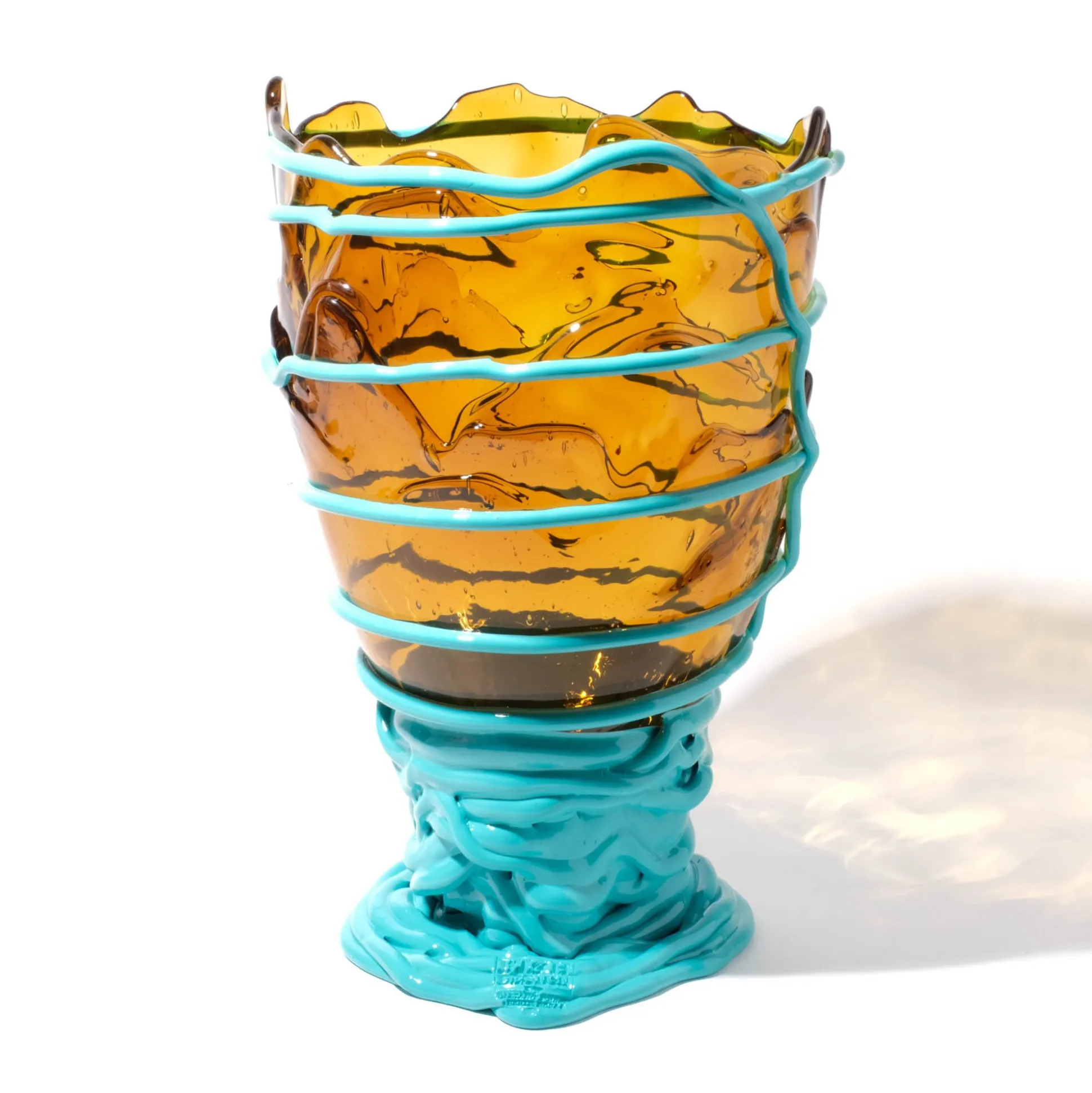 pompitu_ii_vase__clear_am_0.webp Pompitu II Vase - Clear Amber And Matt Turquoise
