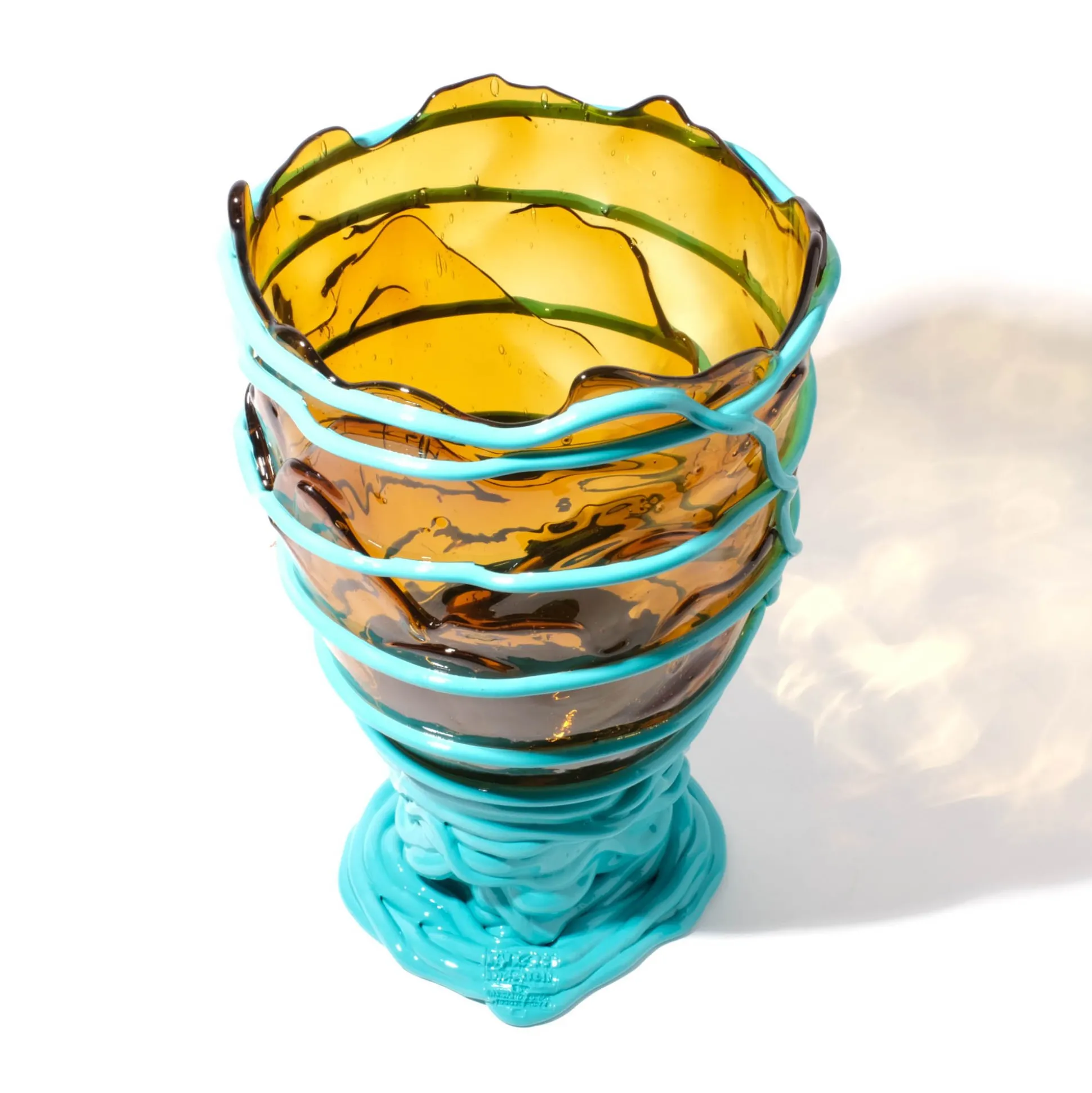pompitu_ii_vase__clear_am_1.webp Pompitu II Vase - Clear Amber And Matt Turquoise