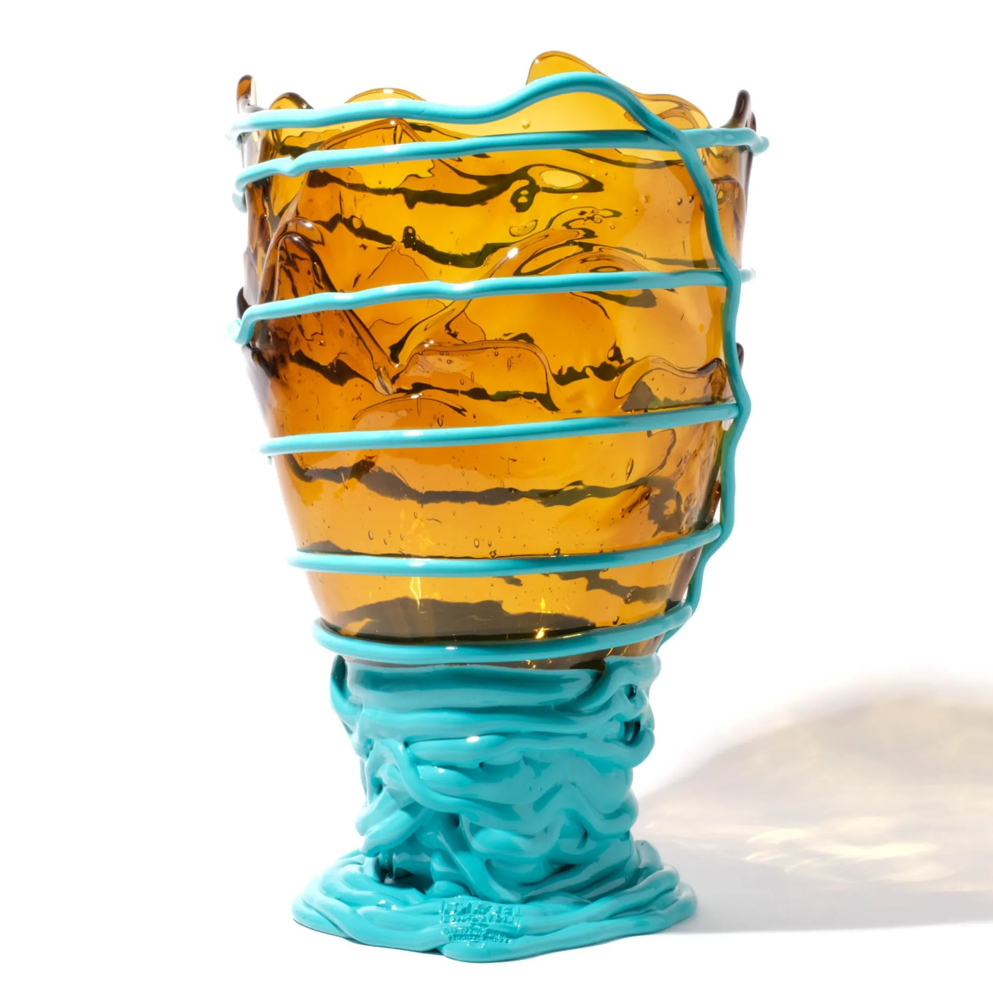 pompitu_ii_vase__clear_am_2.webp Pompitu II Vase - Clear Amber And Matt Turquoise