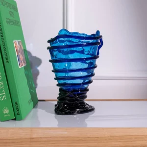 Pompitu II Vase - Clear Blue, Dark Blue
