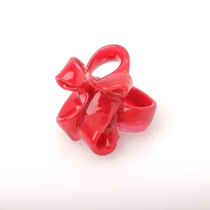 Ribbon Ring - Matt Coral, Clear Pink