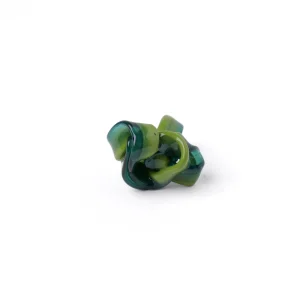 Ribbon Ring - Matt Green And Clear Emerald