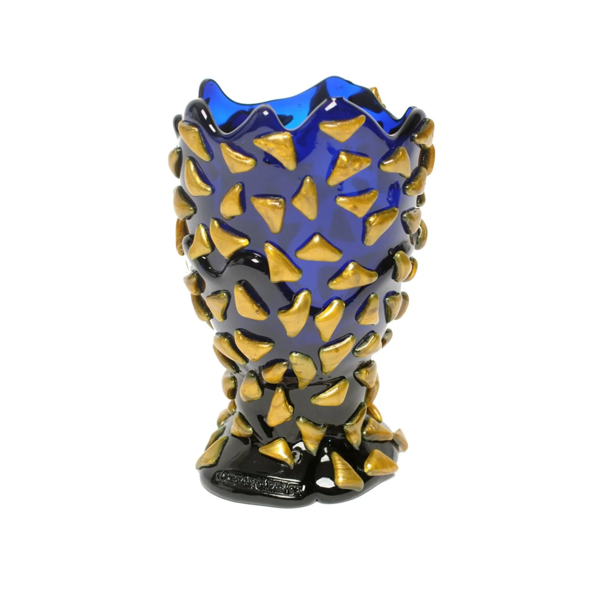 rock_vase__clear_blue_and_11.webp Rock Vase - Clear Blue And Gold