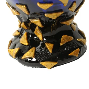 Rock Vase - Clear Blue And Gold