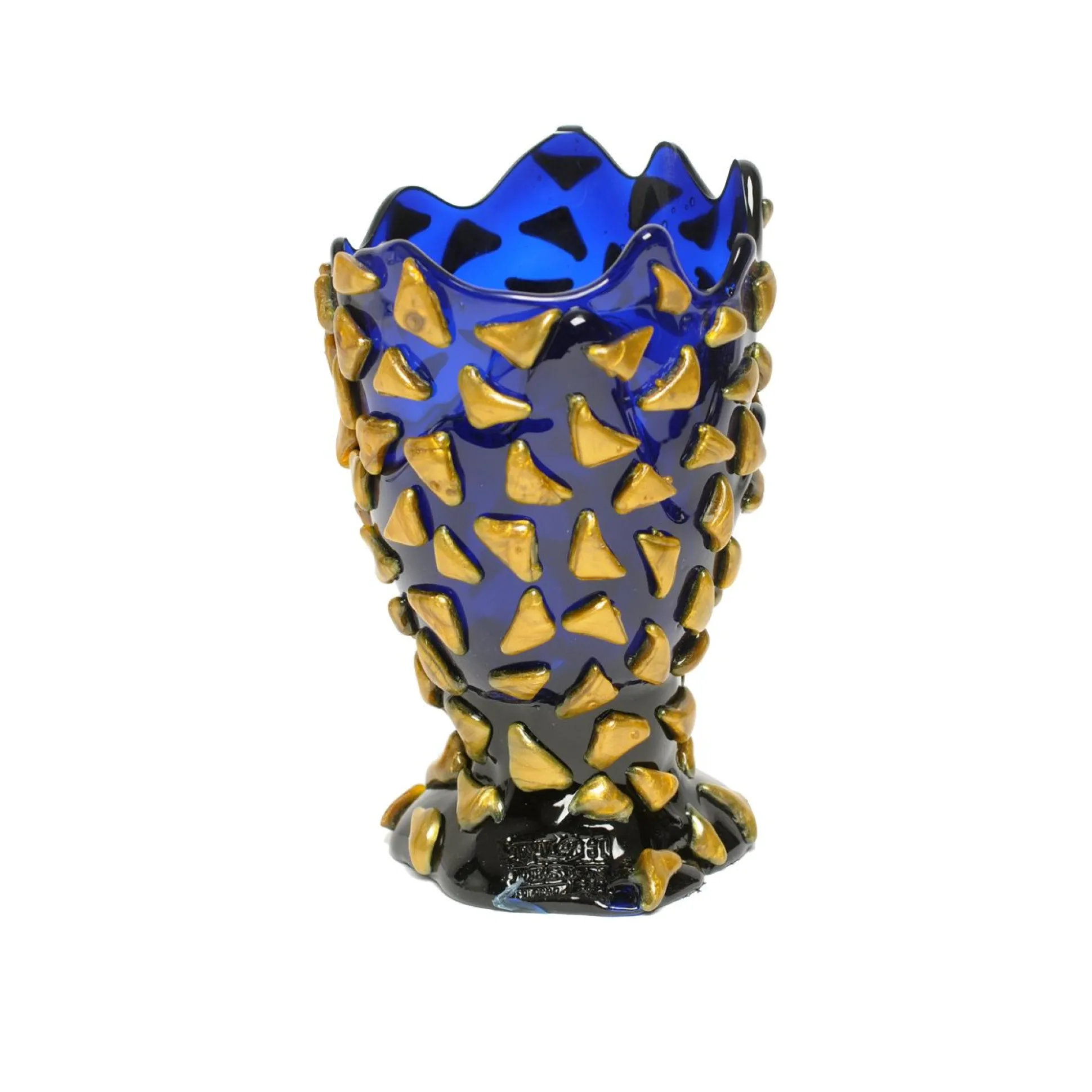 rock_vase__clear_blue_and_9.webp Rock Vase - Clear Blue And Gold