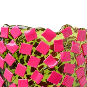 Rock Vase - Clear Bottle Green, Fuchsia