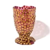 Rock Vase - Clear Light Fuchsia And Gold