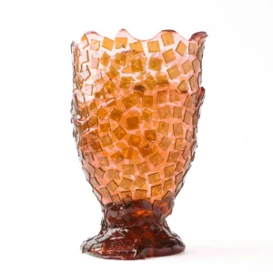Rock Vase - Clear Pink And Clear Brown