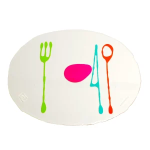 Set of 4 Table-Mates, Placemats - Clear, Matt Lime, Fuchsia, Turquoise, Orange