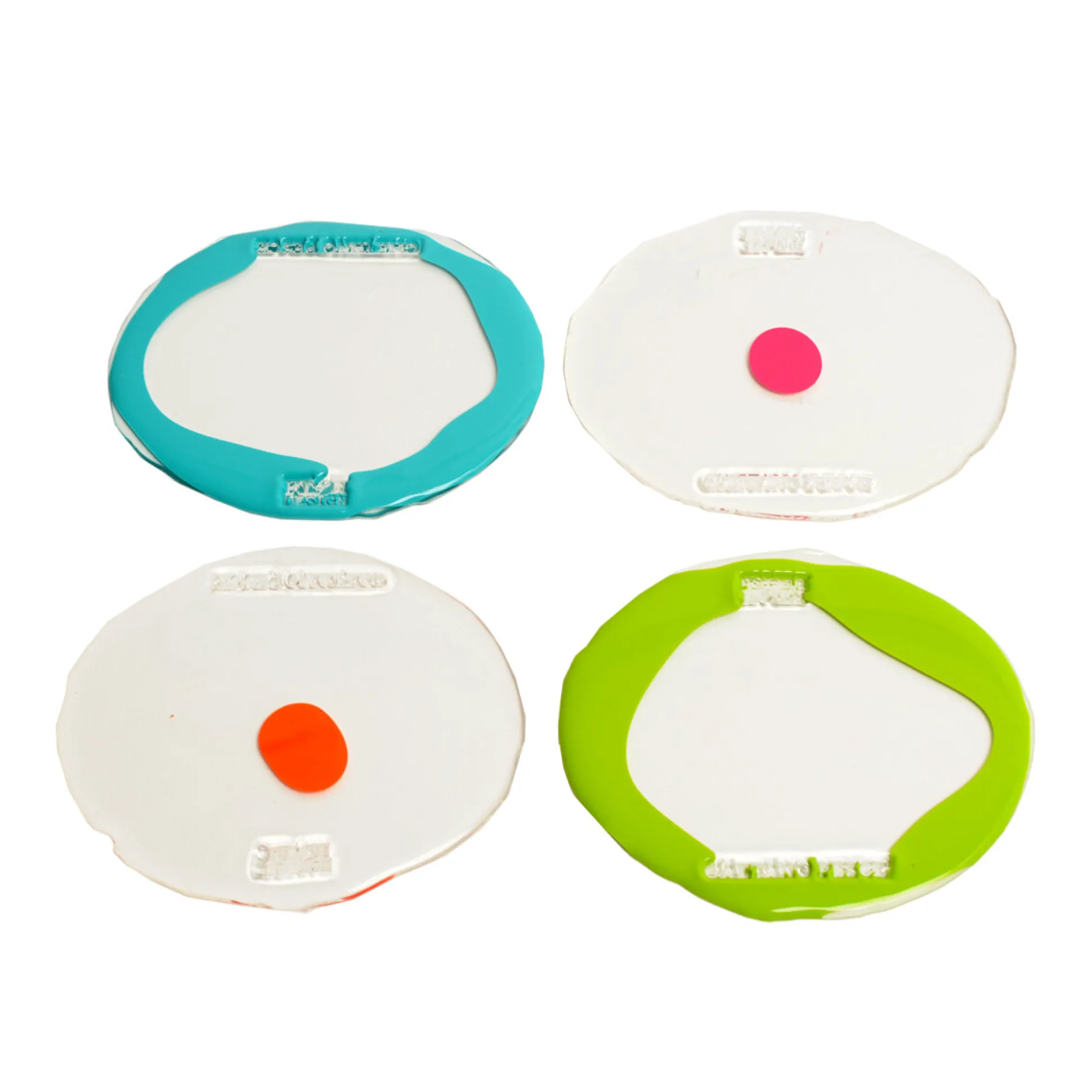 set_of__tablemates_small__0-39.webp Set of 4 Table-Mates Small - Clear, Matt Lime, Fuchsia, Turquoise, Orange