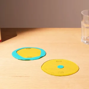 Set of 2 Table-Mates Small - Clear Yellow And Matt Turquoise