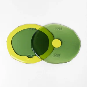 Set of 2 Table-Mates Small - Clear Bottle Green, Fluo Yellow