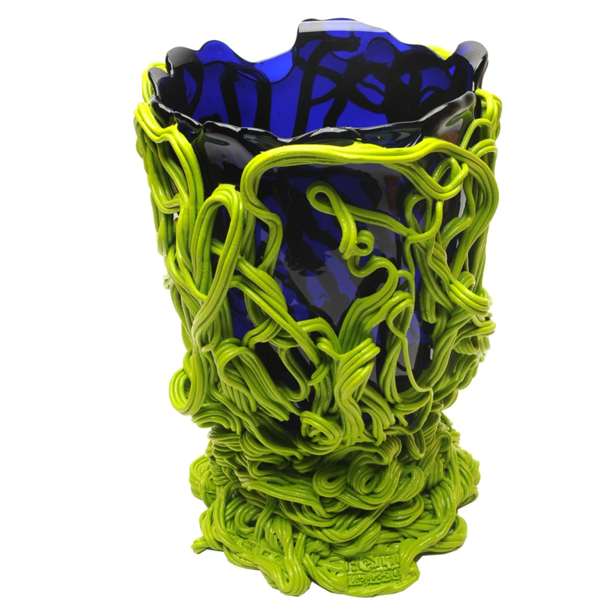 spaghetti_special_vase__c_1-3.webp Spaghetti Special Vase - Clear Blue And Matt Lime