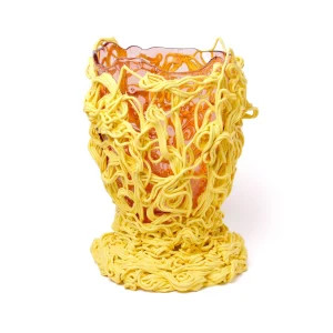 Spaghetti Special Vase - Clear Antique Pink, Pastel Yellow