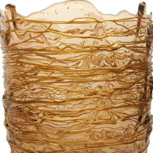 Spaghetti Vase - Clear And Gold