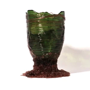 Spaghetti Vase - Clear Bottle Green, Antique Pink