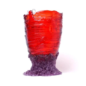 Spaghetti Vase - Clear Dark Ruby, Lilac