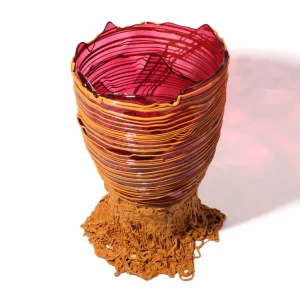 Spaghetti Vase - Clear Fuchsia And Matt Ochre