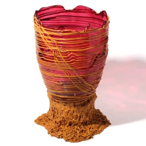 Spaghetti Vase - Clear Fuchsia And Matt Ochre