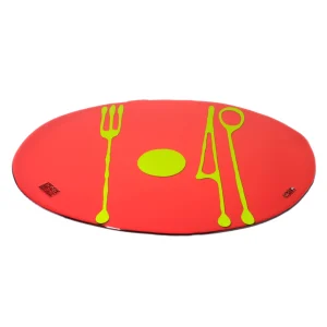 Table-Mates - Clear Dark Ruby, Matt Acid Green
