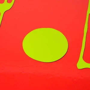 Table-Mates - Clear Dark Ruby, Matt Acid Green