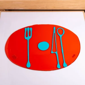 Table-Mates - Clear Red And Matt Turquoise