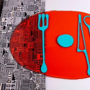 Table-Mates - Clear Red And Matt Turquoise