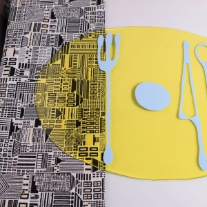 Table-Mates - Clear Yellow, Matt Light Blue