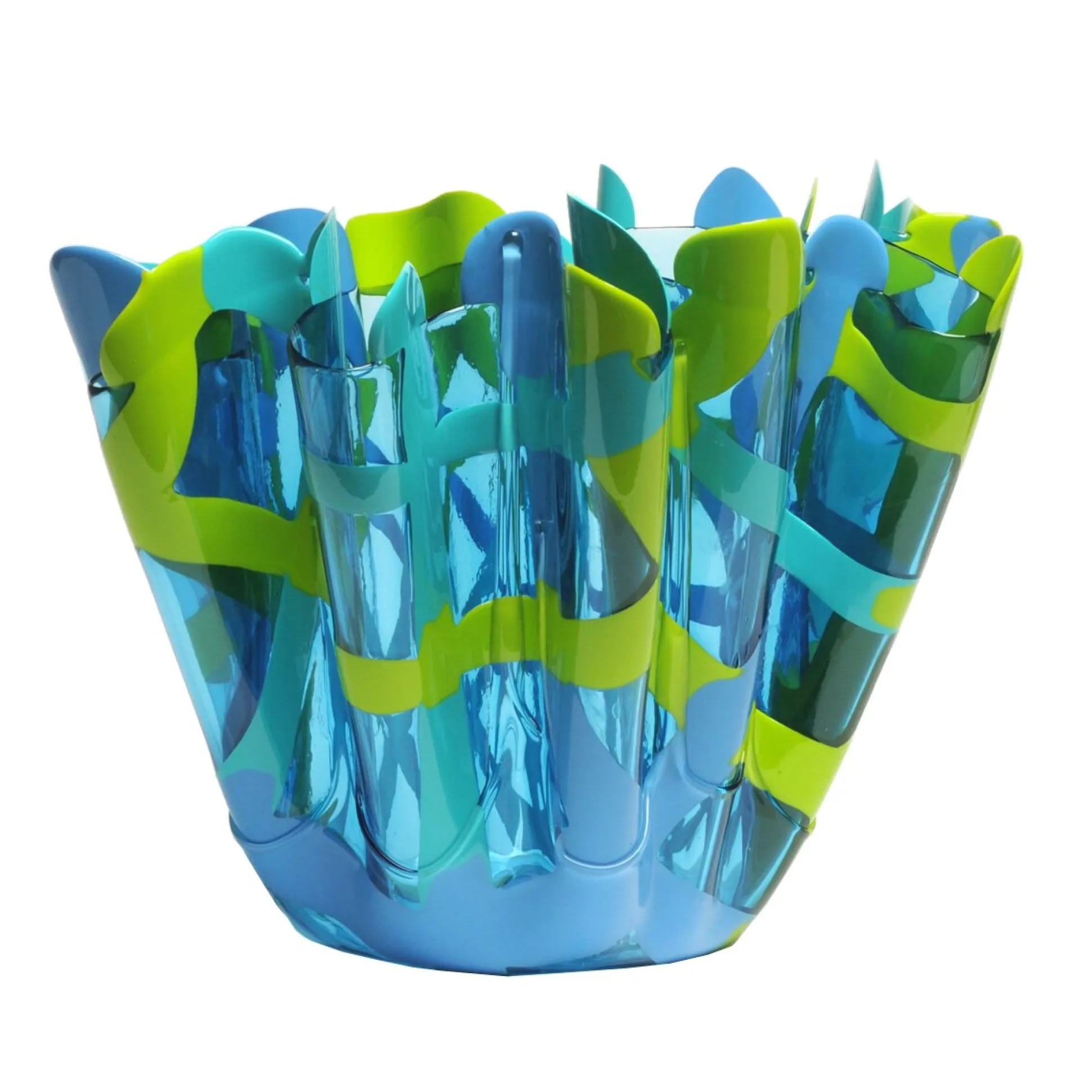 tartan_vase__clear_light__0.webp Tartan Vase - Clear Light Blue, Matt Blue, Matt Acid Green, Matt Turquoise
