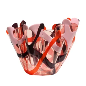 Tartan Vase - Clear Rose Pink, Matt Purple, Orange, Pink