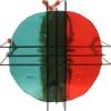 Triple Play Coffee Table - Clear Red, Bottle Green And Aqua