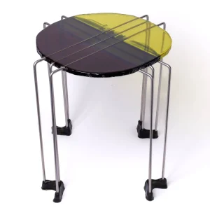 Triple Play Coffee Table - Clear Brown, Bottle Green, Yellow