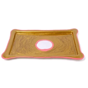 Try Tray Rectangular - Gold, Dark Salmon
