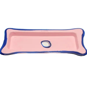 Try Tray Rectangular - Matt Pastel Pink And Clear Blue
