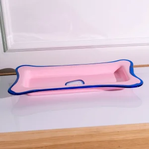 Try Tray Rectangular - Matt Pastel Pink And Clear Blue