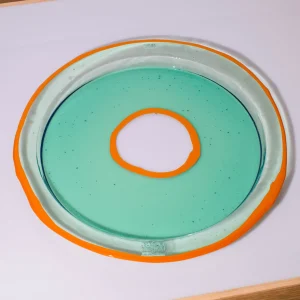 Try Tray Round - Clear Aqua, Ochre