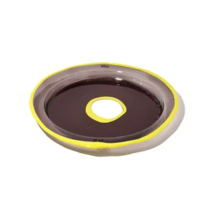 Try Tray Round - Clear Fumè, Fluo Yellow