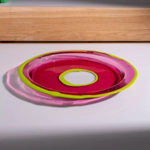 Try Tray Round - Clear Light Fuchsia And Lime