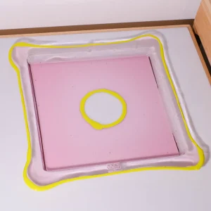 Try Tray Square - Clear Antique Pink, Fluo Yellow