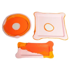 Try Tray Square - Matt Pastel Pink And Clear Orange