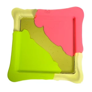 Try Tray Square Stripes - Matt Lime, Clear Bottle Green And Matt Fuchsia