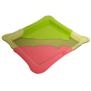 Try Tray Square Stripes - Matt Lime, Clear Bottle Green And Matt Fuchsia