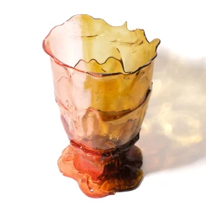 Twins C Vase - Clear Amber And Clear Light Ruby