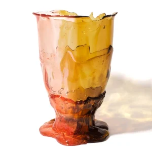Twins C Vase - Clear Amber And Clear Light Ruby