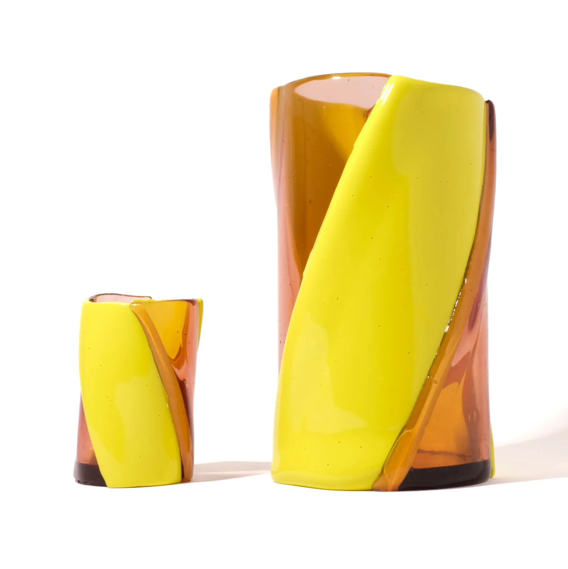 twirl_vase__clear_antique_11.webp Twirl Vase - Clear Antique Pink, Fluo Yellow