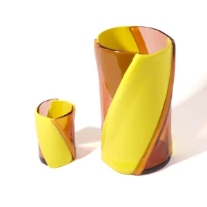 Twirl Vase - Clear Antique Pink, Fluo Yellow