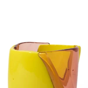 Twirl Vase - Clear Antique Pink, Fluo Yellow