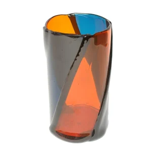 Twirl Vase - Clear Emerald And Clear Orange