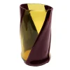 Twirl Vase - Clear Yellow And Matt Aubergine