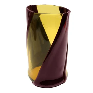 Twirl Vase - Clear Yellow And Matt Aubergine